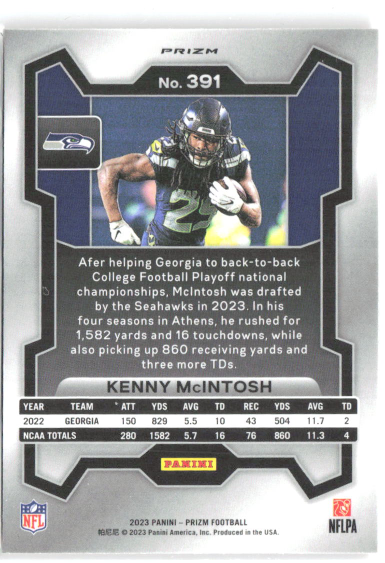 Kenny McIntosh Panini Prizm - Lazer 391 2023 Seattle Seahawks
