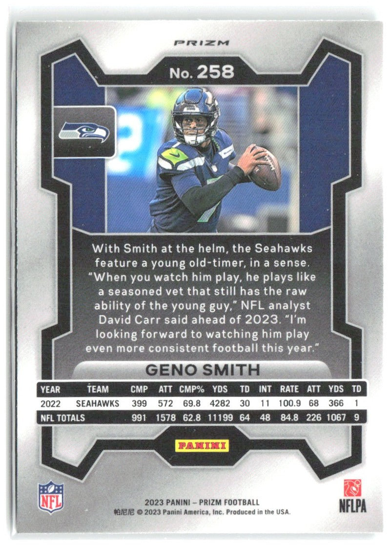 Geno Smith Panini Prizm - Green 258 2023 Seattle Seahawks