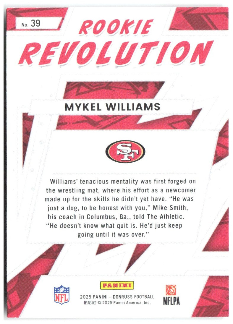 Mykel Williams Donruss - Rookie Revolution 39 2025 San Francisco 49ers