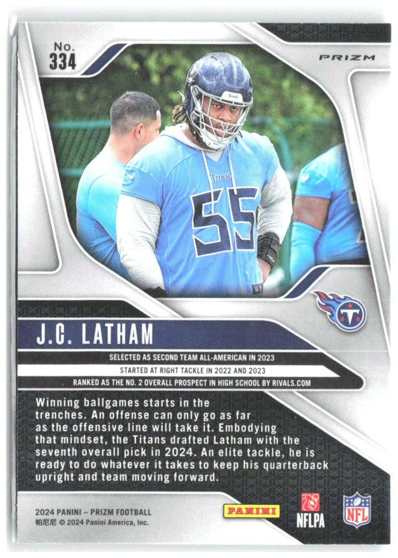 J.C. Latham Panini Prizm - Green 334 2024 Tennessee Titans