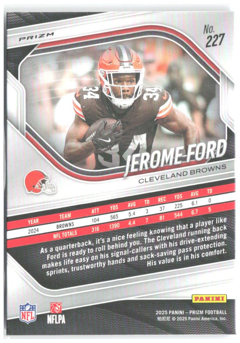 Jerome Ford Panini Prizm - Lazer 227 2025 Cleveland Browns