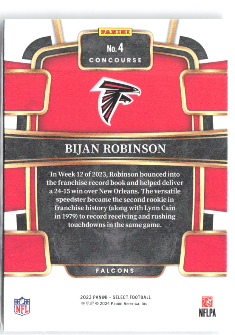 Bijan Robinson Panini Select 4 2023 Atlanta Falcons RC