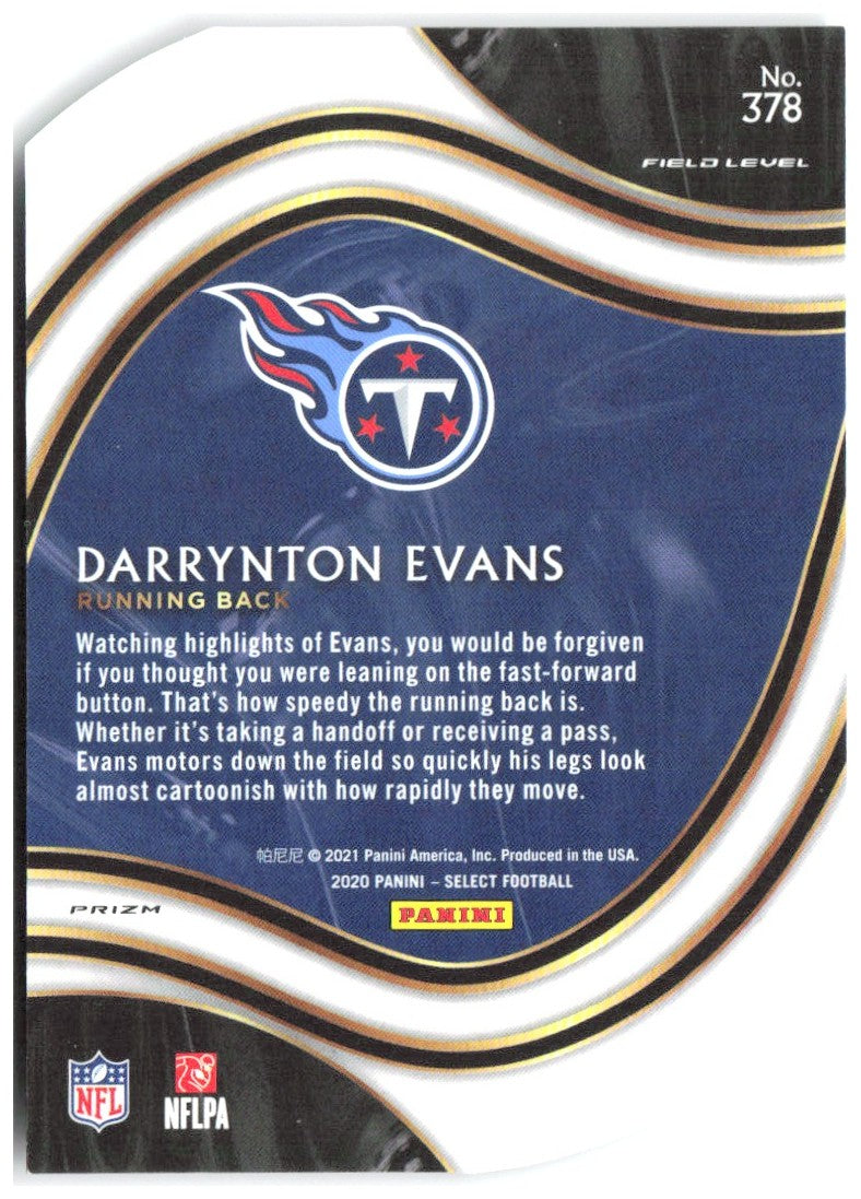 Darrynton Evans Panini Select - Purple Prizm Die Cut 378 2020 Tennessee Titans