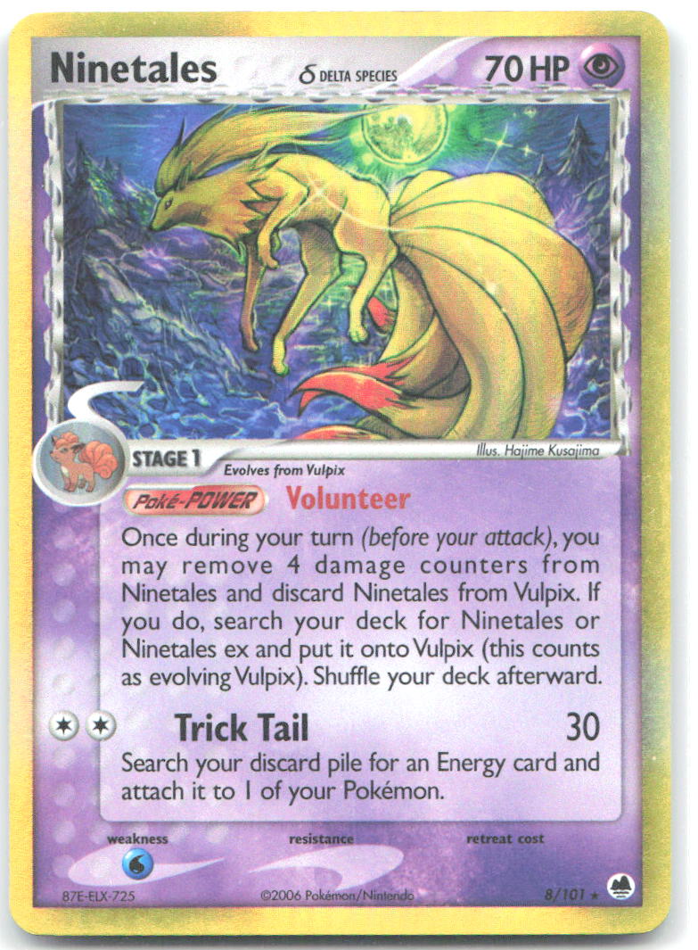 Ninetales Delta Species Holo Rare EX Dragon Frontiers 8/101 NM Hajime Kusajima