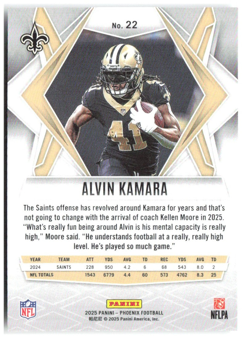 Alvin Kamara Panini Phoenix - Silver Prizm 22 2025 New Orleans Saints