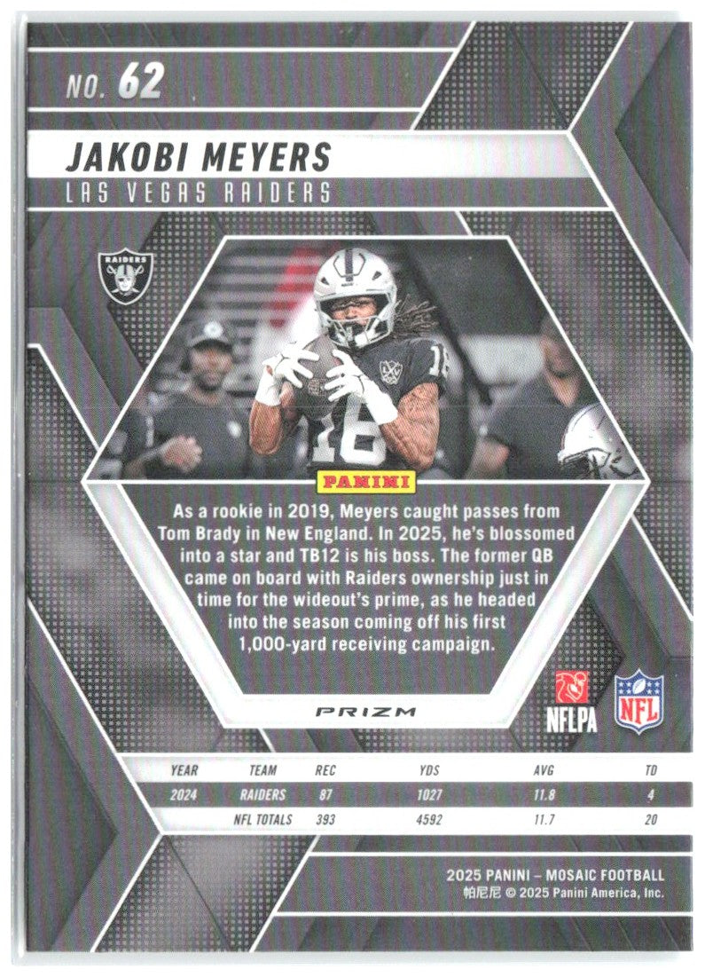 Jakobi Meyers Panini Mosaic - Mosaic Green 62 2025 Las Vegas Raiders