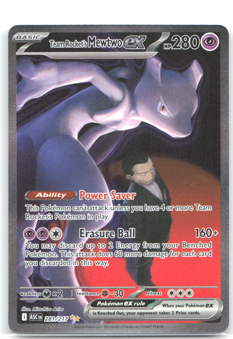 Team Rocket's Mewtwo ex Special Illustration Rare ME: Ascended Heroes 281/217 NM