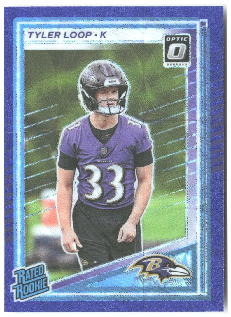 Tyler Loop Donruss - Optic Rated Rookies Blue Scope 382 2025 Baltimore Ravens