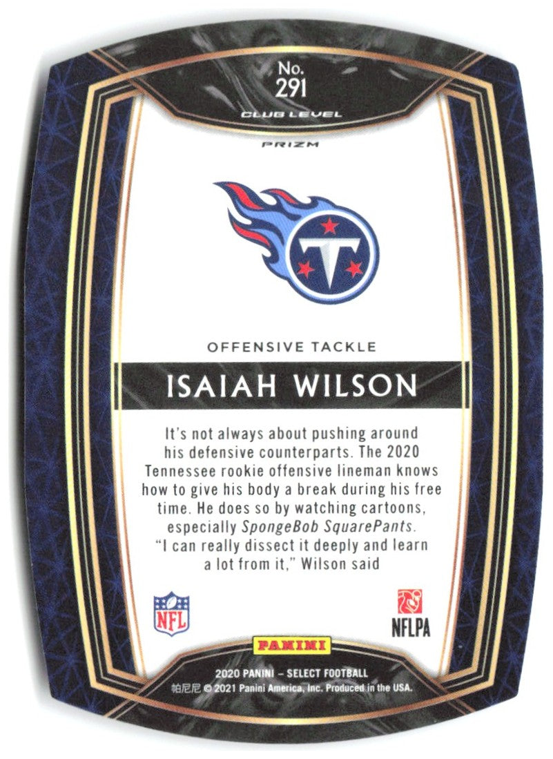 Isaiah Wilson Panini Select - Purple Prizm Die Cut 291 2020 Tennessee Titans