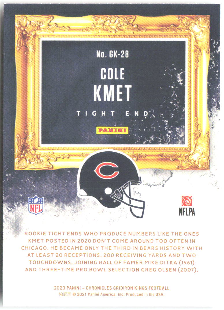 Cole Kmet Panini Chronicles - Gridiron Kings GK-28 2020 Chicago Bears