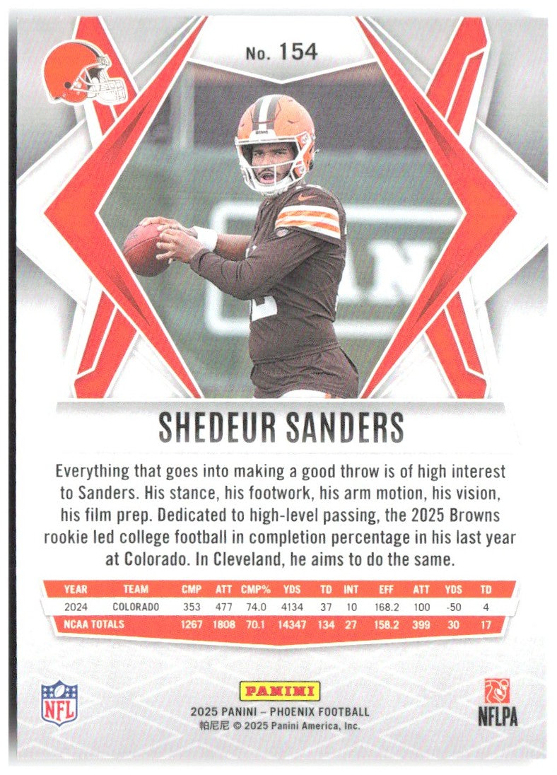 Shedeur Sanders Panini Phoenix - Silver Hyper Prizm 154 2025 Cleveland Browns