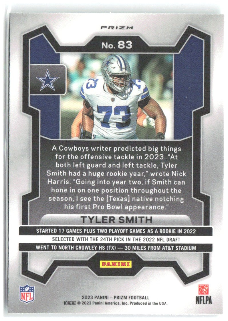 Tyler Smith Panini Prizm - Green 83 2023 Dallas Cowboys