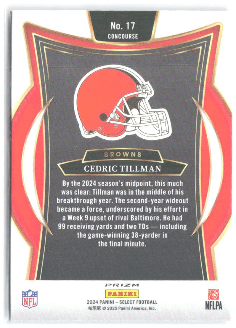 Cedric Tillman Panini Select - Red & Blue Prizm Shock 17 2024 Cleveland Browns