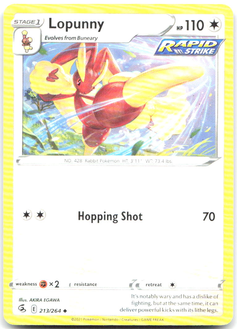 Lopunny Uncommon SWSH08 Fusion Strike 213/264 NM AKIRA EGAWA