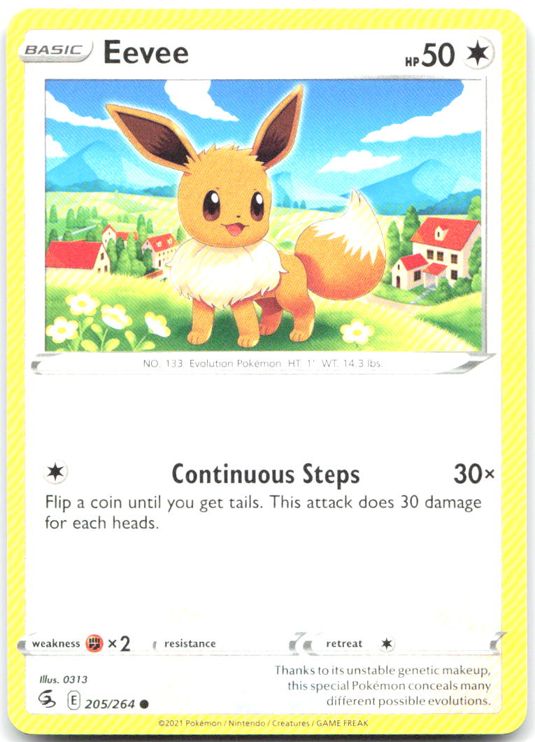 Eevee Common SWSH08 Fusion Strike 205/264 NM 0313