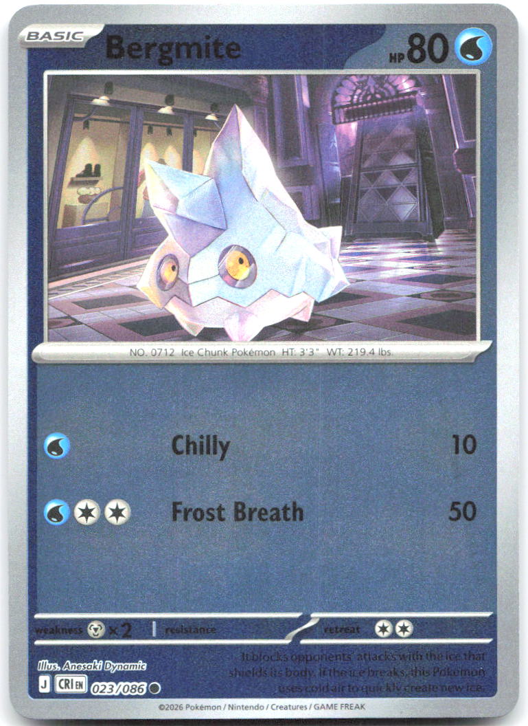 Bergmite Reverse Holo Common ME04: Chaos Rising 023/086 NM Anesaki Dynamic