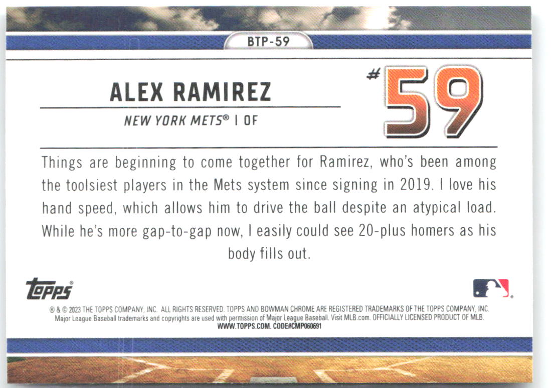 Alex Ramirez Bowman - Bowman Scouts Top 100 BTP-59 2023 New York Mets