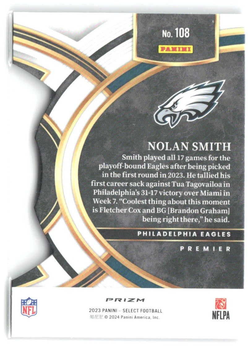 Nolan Smith Select - Black and Red Prizms Die Cuts 108 2023 Philadelphia Eagles
