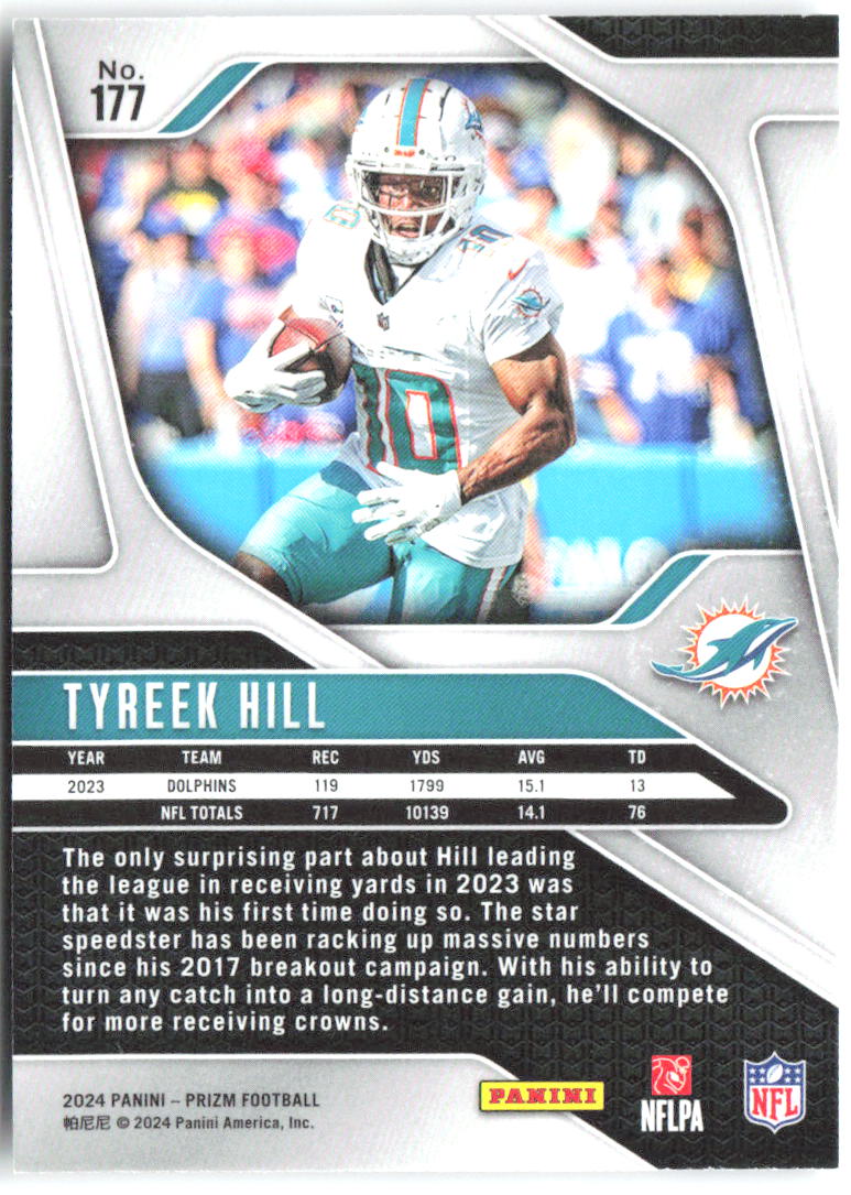 Tyreek Hill Panini Prizm 177 2024 Miami Dolphins