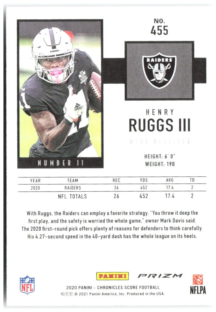 Henry Ruggs III Chronicles - 2020 Score Update Rookies Silver 455 2020 Raiders