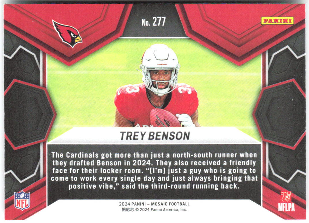 Trey Benson Panini Mosaic 277 2024 Arizona Cardinals