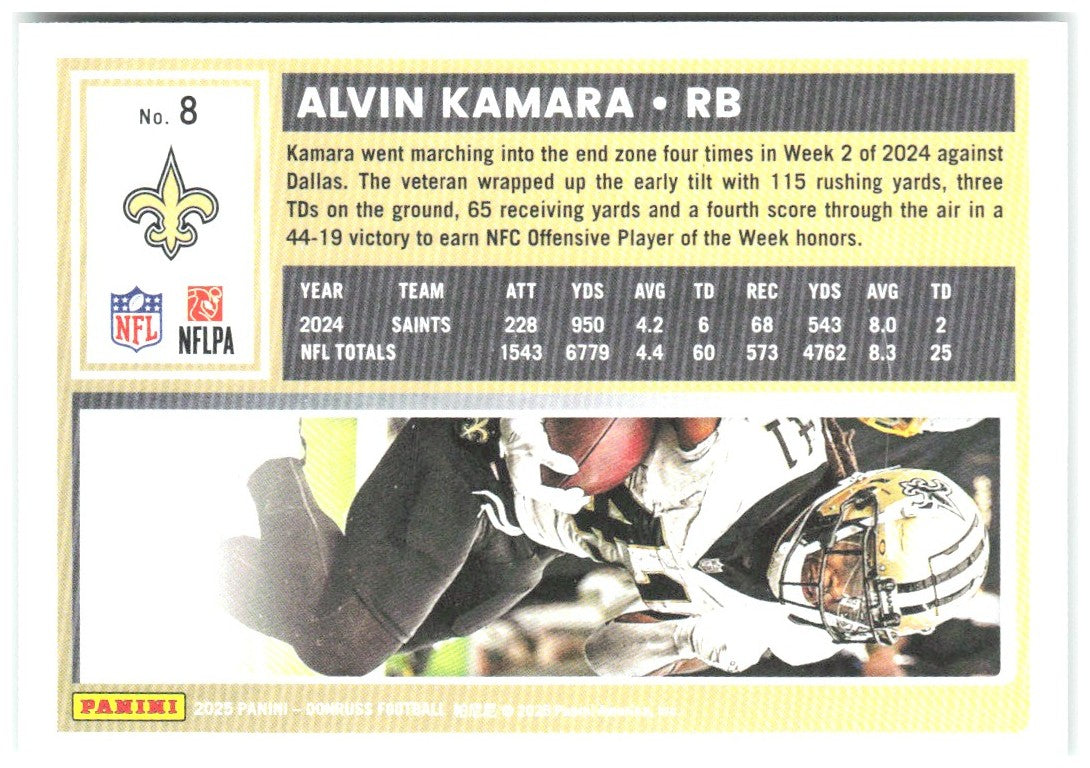 Alvin Kamara Donruss - Press Proofs Green 8 2025 New Orleans Saints