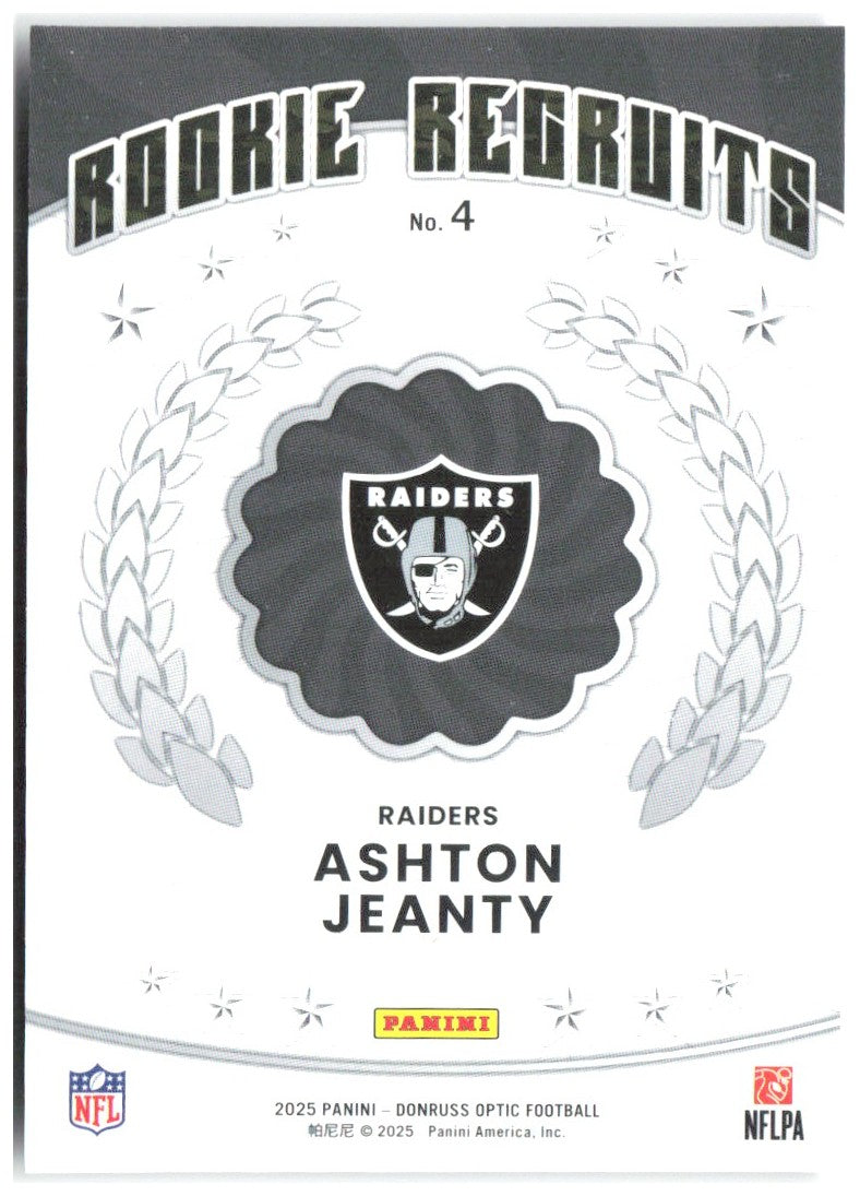 Ashton Jeanty Donruss Optic - Rookie Recruits 4 2025 Las Vegas Raiders