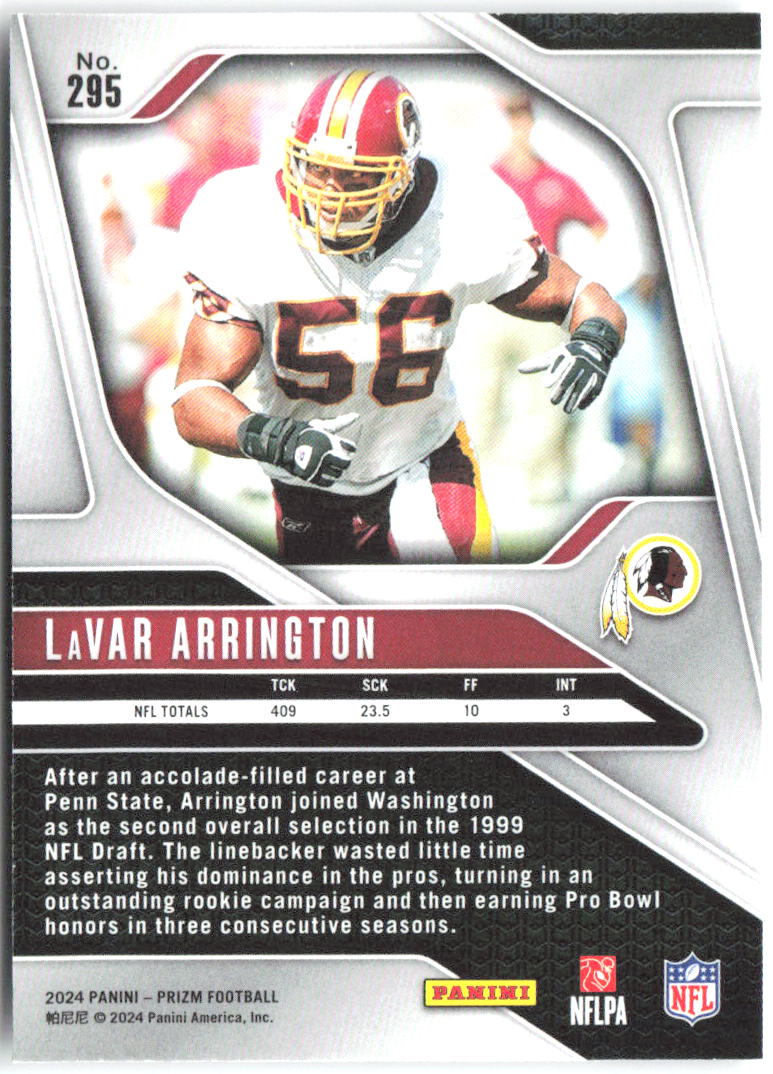 LaVar Arrington Panini Prizm 295 2024 Washington Redskins