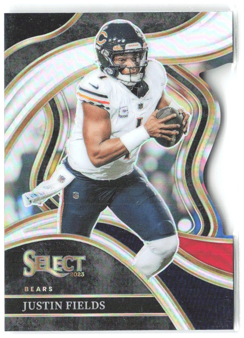 Justin Fields Panini Select Black and Red Prizms Die Cuts 249 2023 Chicago Bears