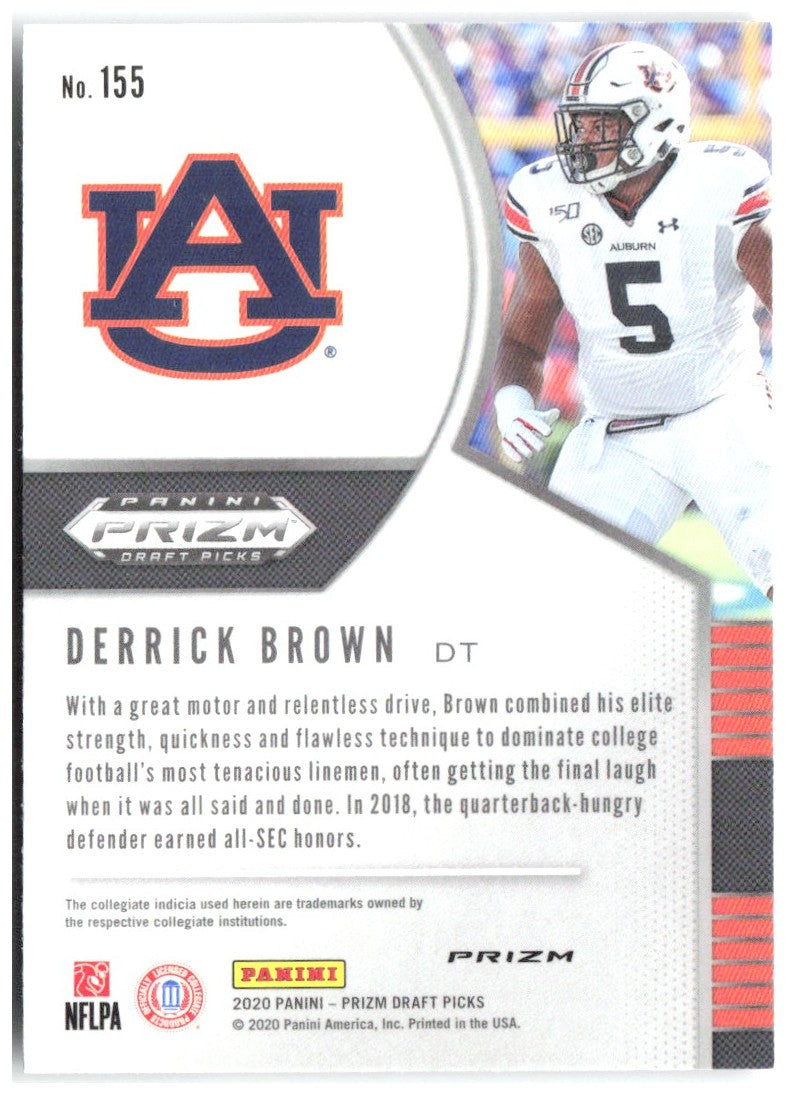 Derrick Brown Panini Prizm Draft Picks - Prizms Silver 155 2020 Auburn Tigers
