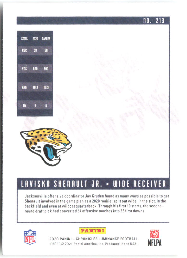Laviska Shenault Jr. Chronicles Luminance Rookies 213 2020 Jacksonville Jaguars