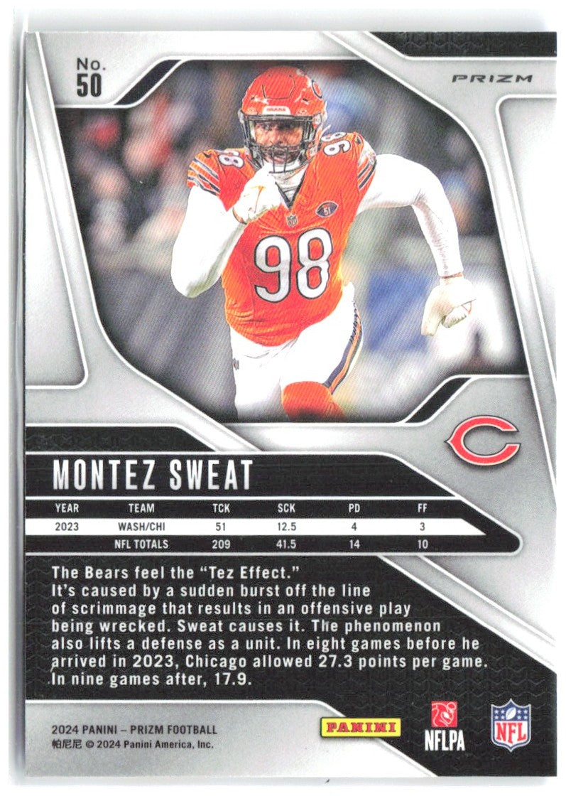 Montez Sweat Panini Prizm - Red White and Blue 50 2024 Chicago Bears