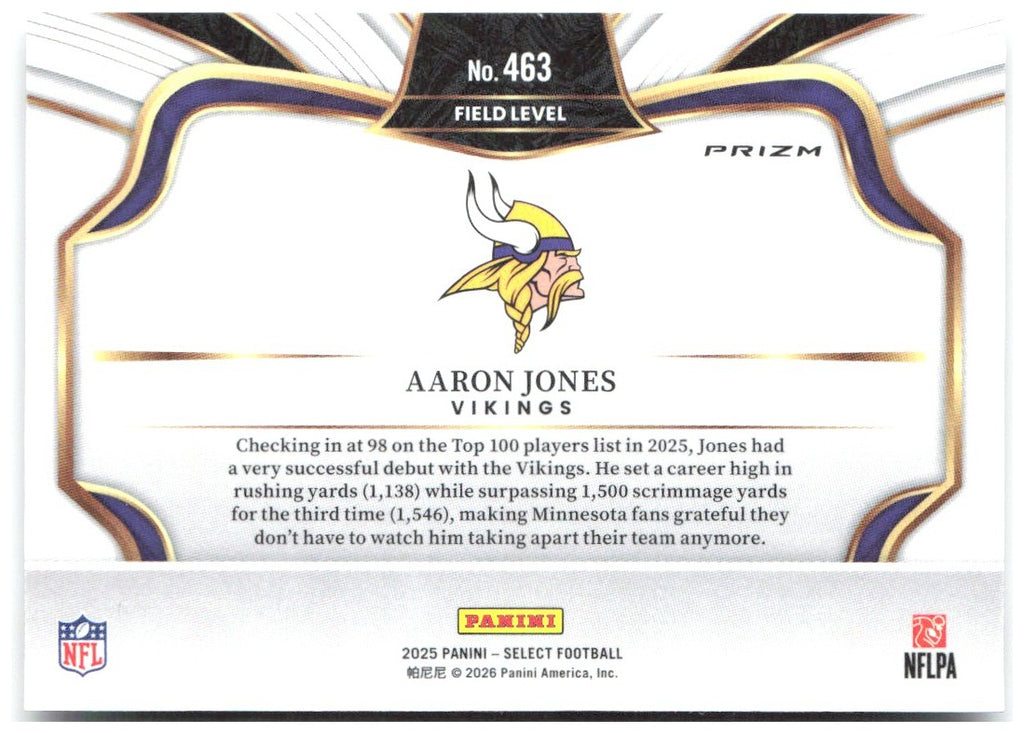 Aaron Jones Panini Select - Silver Prizm 406 2022 Green Bay Packers