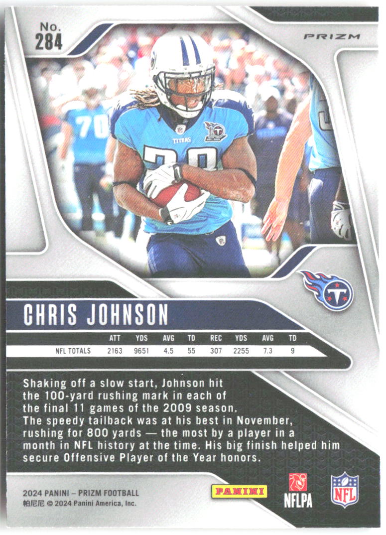 Chris Johnson Panini Prizm - Lazer 284 2024 Tennessee Titans