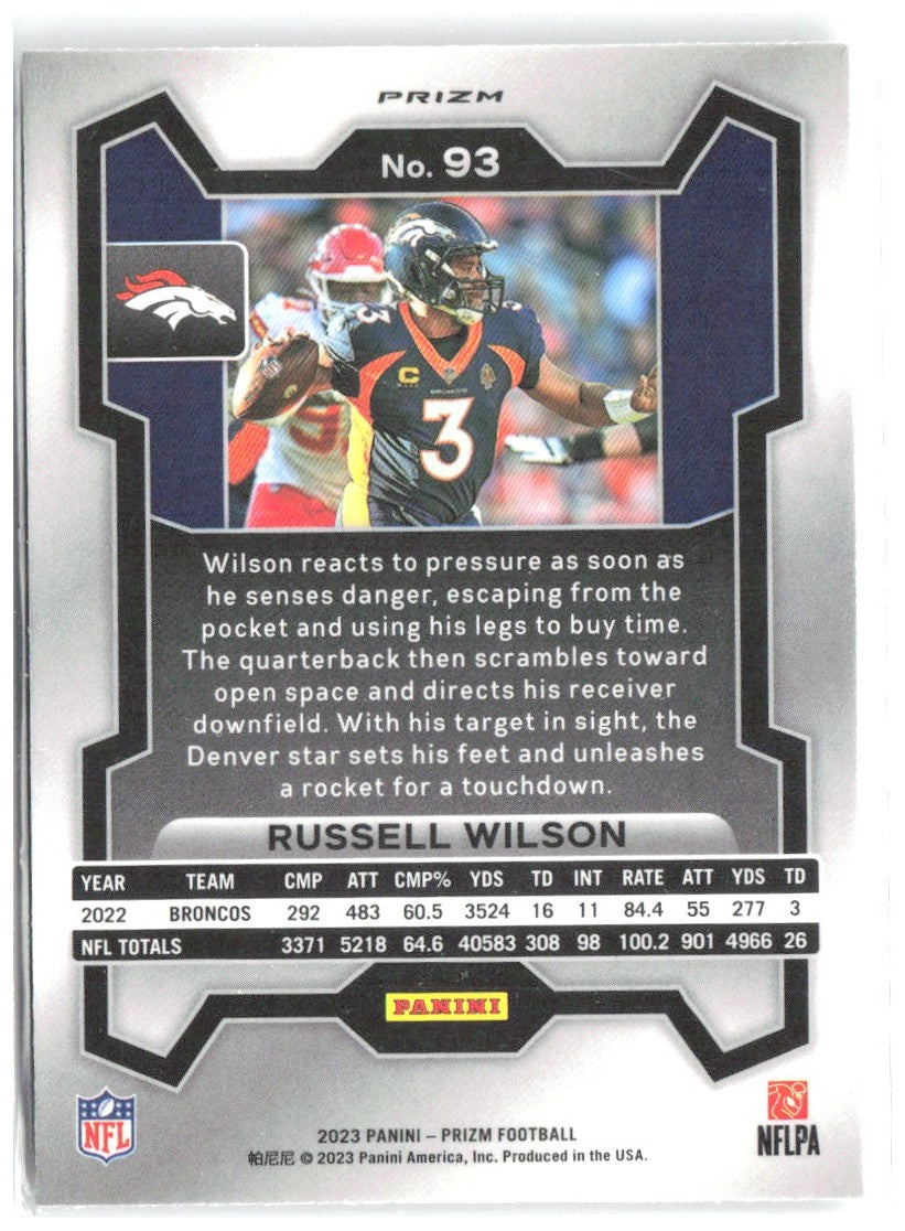 Russell Wilson Panini Prizm - Silver 93 2023 Denver Broncos