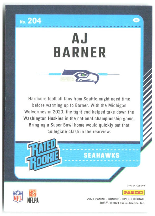 AJ Barner Donruss Optic - Green Hyper 204 2024 Seattle Seahawks