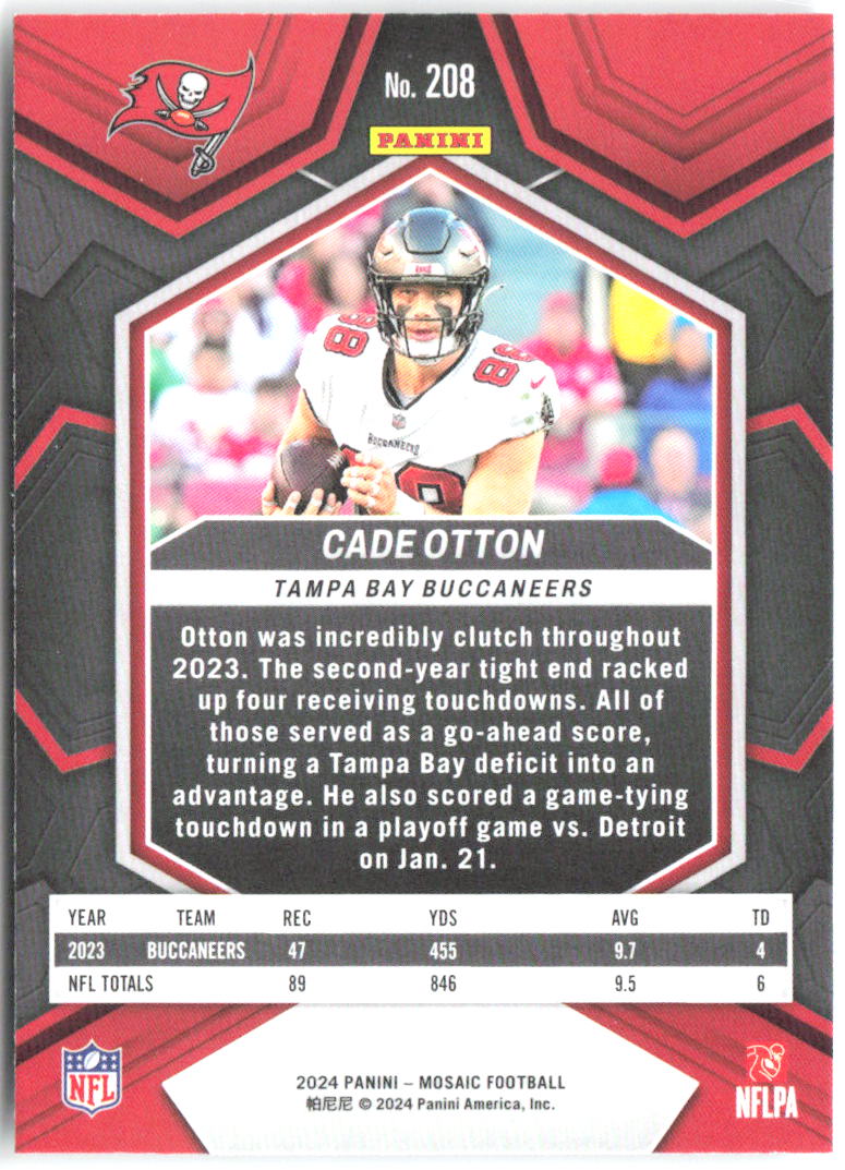 Cade Otton Panini Mosaic 208 2024 Tampa Bay Buccaneers
