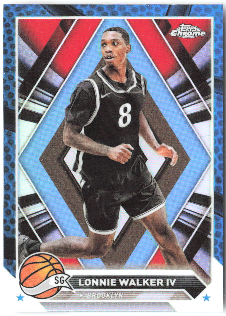 Lonnie Walker IV Topps Chrome - Blue Basketball Refractors 177 2023-24 Nets