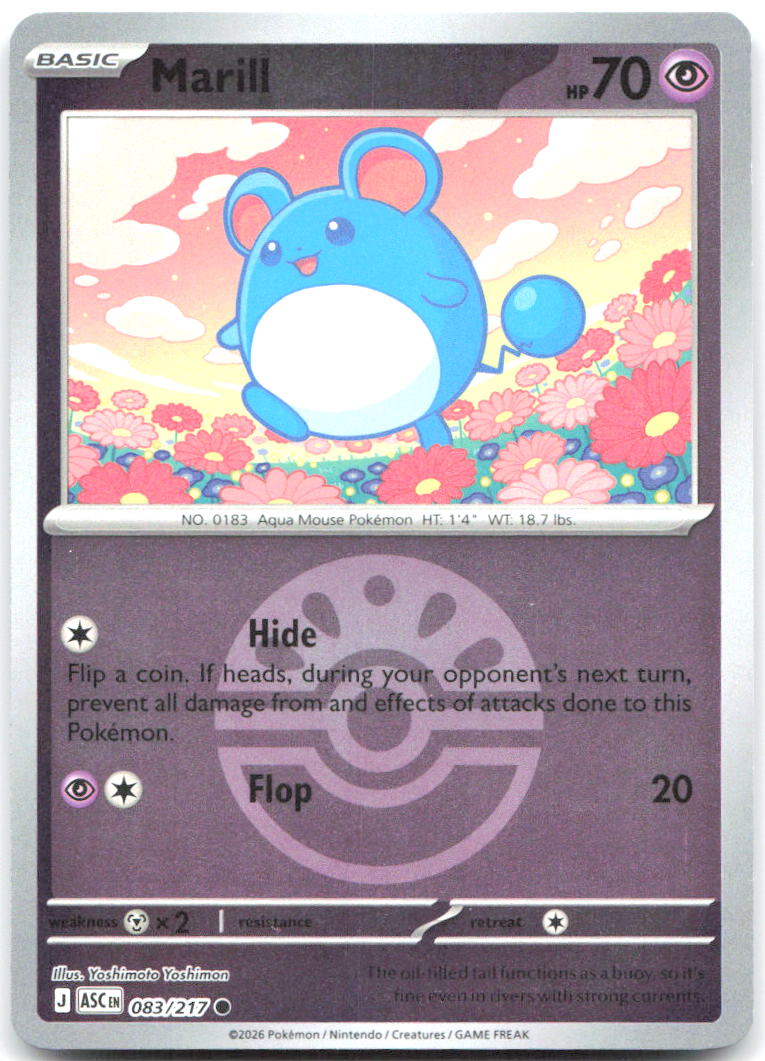 Marill Friend Ball Reverse Holo ME Ascended Heroes 083/217 NM Yoshimoto Yoshimon