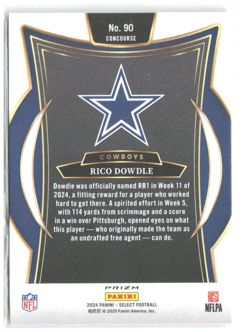 Rico Dowdle Panini Select - Red & Yellow Prizm Shock 90 2024 Dallas Cowboys