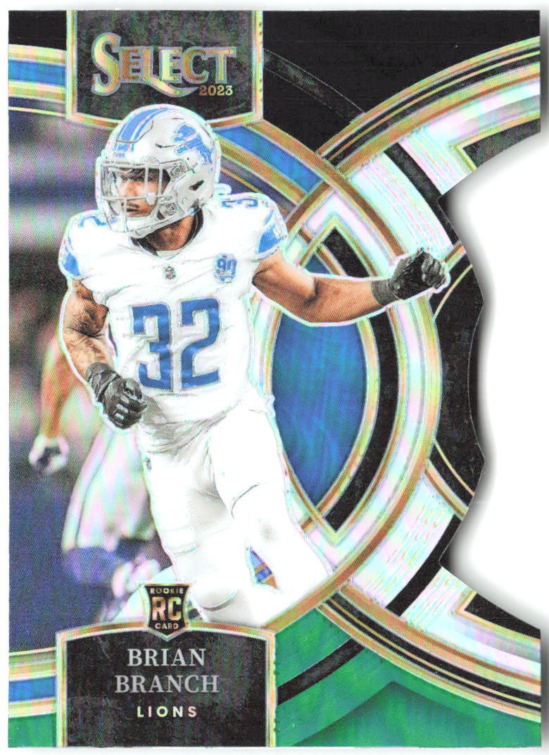 Brian Branch Select - Black and Green Prizms Die Cuts 135 2023 Detroit Lions