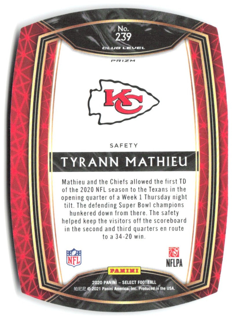 Tyrann Mathieu Panini Select - Purple Prizm Die Cut 239 2020 Kansas City Chiefs