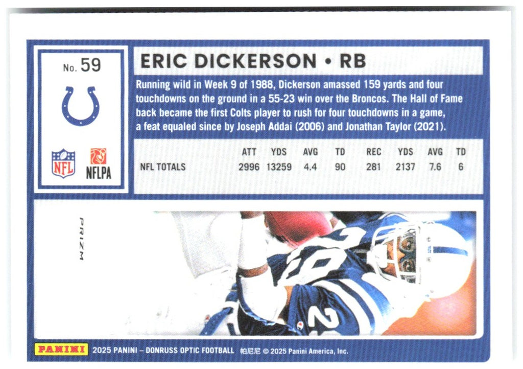 Eric Dickerson Donruss Optic - Holo 59 2025 Indianapolis Colts
