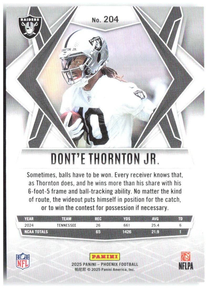 Dont'e Thornton Jr. Phoenix - Silver Pyramids Prizm 204 2025 Las Vegas Raiders