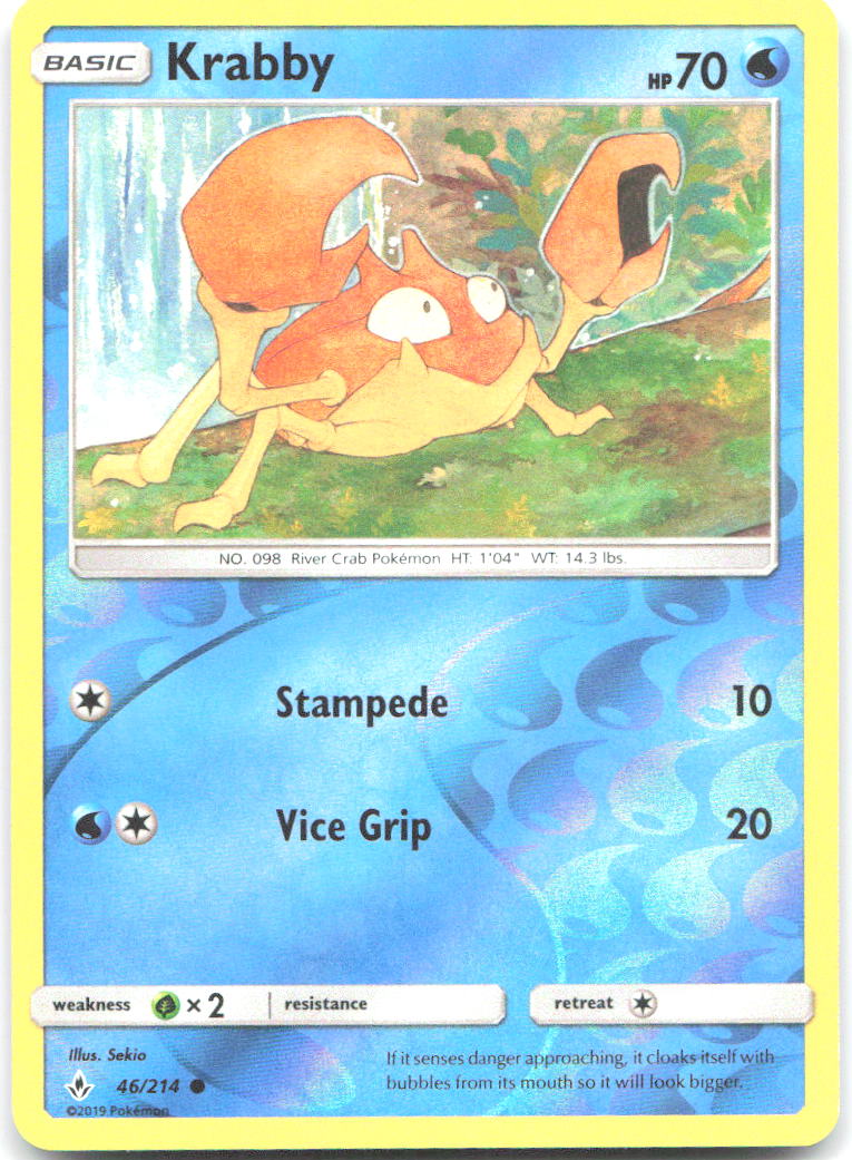 Krabby Reverse Holo Common SM Unbroken Bonds 46/214 NM Sekio
