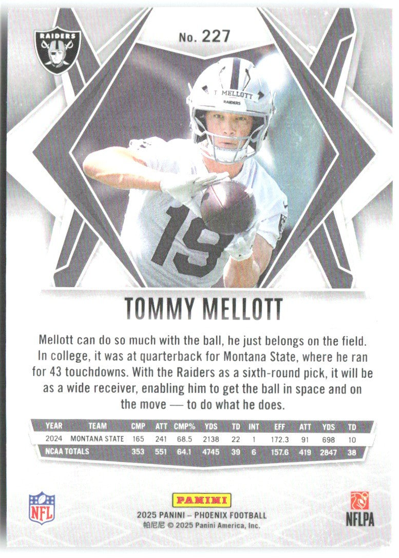 Tommy Mellott Panini Phoenix - Silver Hyper Prizm 227 2025 Las Vegas Raiders