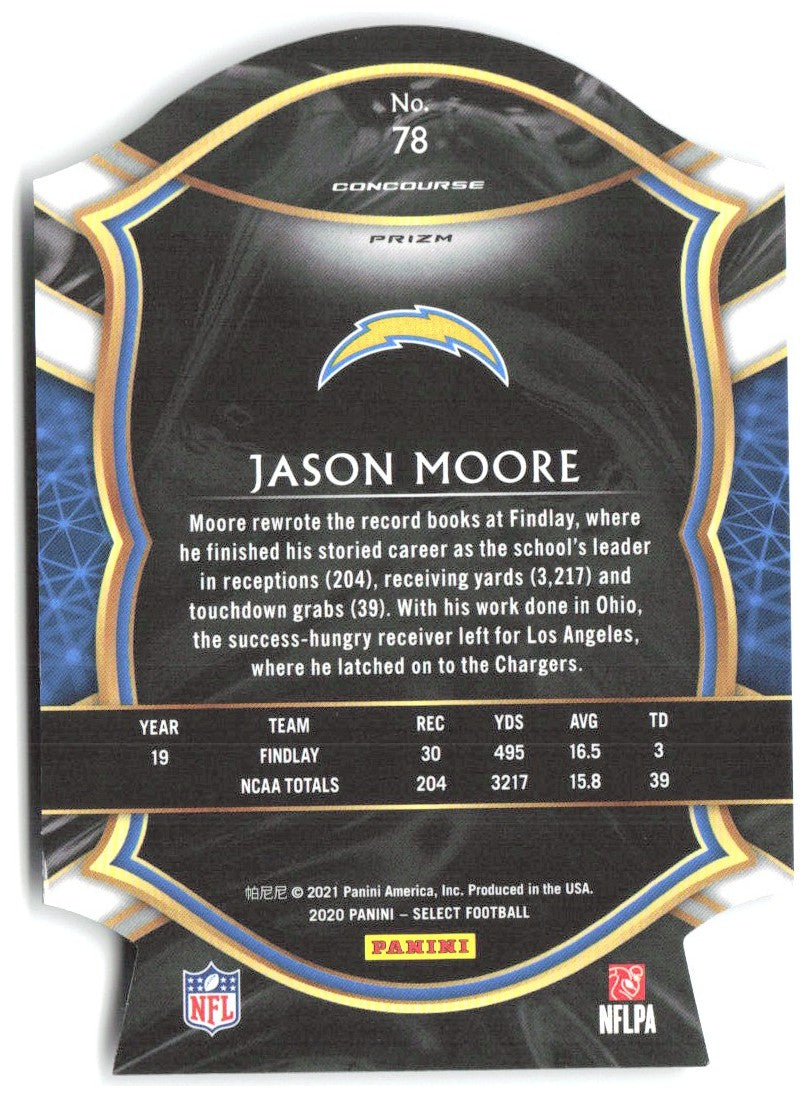 Jason Moore Panini Select - Purple Prizm Die Cut 78 2020 Los Angeles Chargers