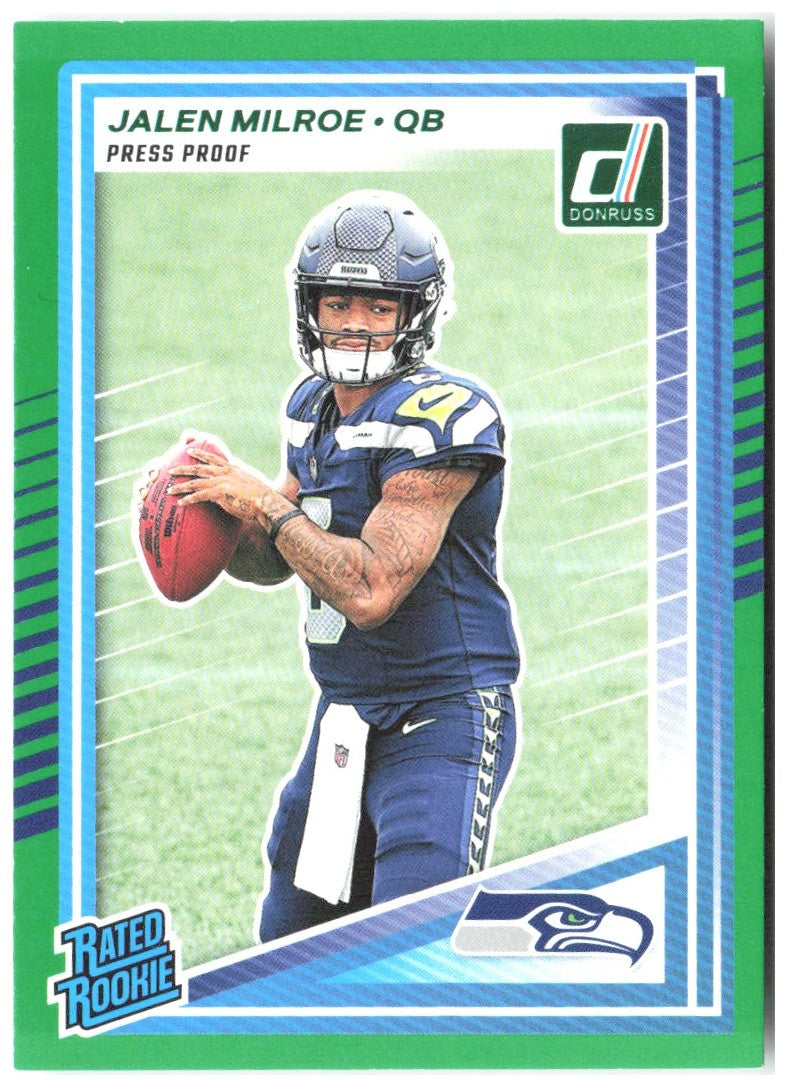 Jalen Milroe Donruss - Press Proofs Green 307 2025 Seattle Seahawks