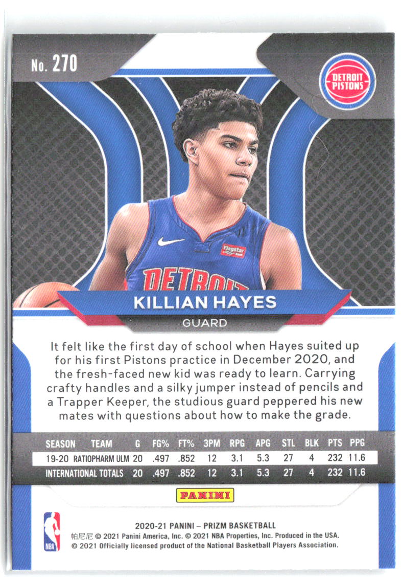 Killian Hayes Panini Prizm 270 2020-21 Detroit Pistons RC