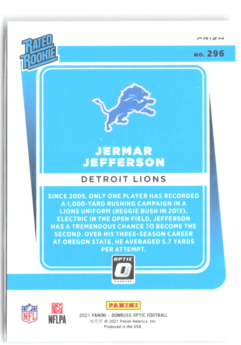 Jermar Jefferson Donruss Optic - Holo 296 2021 Detroit Lions